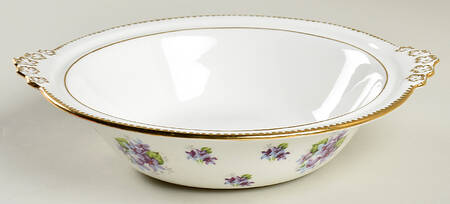 Sweet Violets (Not Embossed, Gold Drops Edge) Round Vegetable No Lid