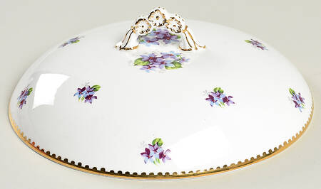 Sweet Violets (Not Embossed, Gold Drops Edge) Lid for Round Vegetable