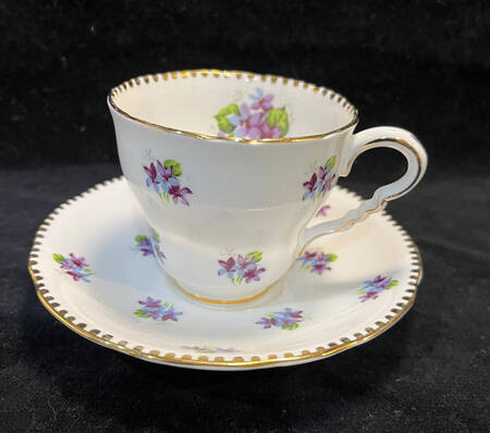 Sweet Violets (Not Embossed, Gold Drops Edge) Footed Cup & Saucer Set