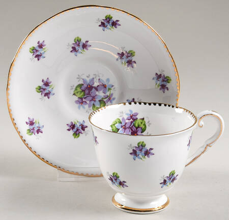 Sweet Violets (Not Embossed, Gold Drops Edge) Footed Cup & Saucer Set