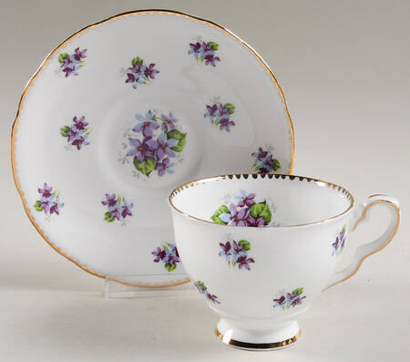 Sweet Violets (Not Embossed, Gold Drops Edge) Footed Cup & Saucer Set