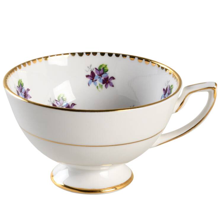 Sweet Violets (Not Embossed, Gold Drops Edge) Footed Cup