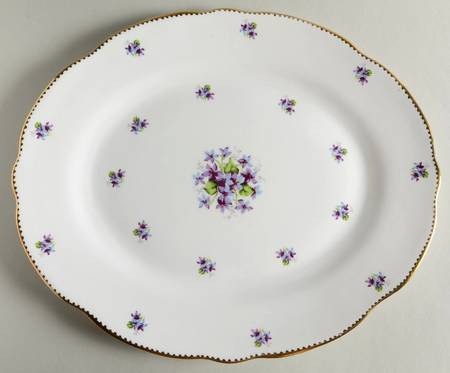 Sweet Violets (Not Embossed, Gold Drops Edge) 14" Oval Serving Platter