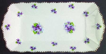 Sweet Violets (Not Embossed, Gold Drops Edge) Large Sandwich Tray