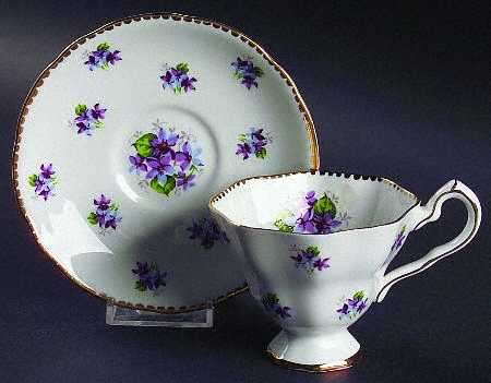 Sweet Violets (Not Embossed, Gold Drops Edge) Footed Cup & Saucer Set