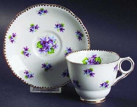 Sweet Violets (Not Embossed, Gold Drops Edge) Footed Cup & Saucer Set