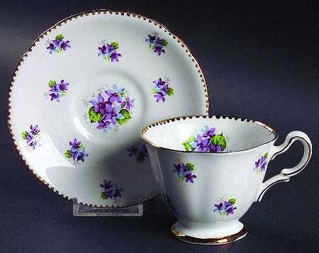 Sweet Violets (Not Embossed, Gold Drops Edge) Footed Cup & Saucer Set