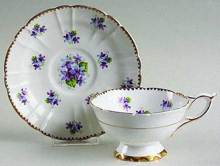 Sweet Violets (Not Embossed, Gold Drops Edge) Footed Cup & Saucer Set