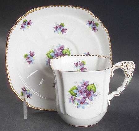 Sweet Violets (Not Embossed, Gold Drops Edge) Square Cup & Saucer Set