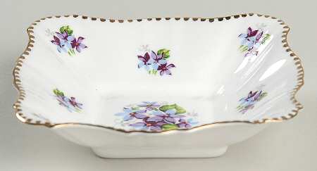 Sweet Violets (Not Embossed, Gold Drops Edge) Nut Dish