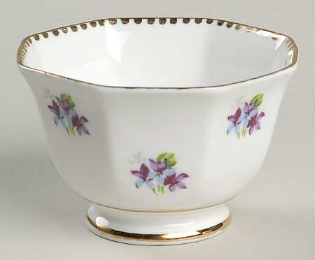 Sweet Violets (Not Embossed, Gold Drops Edge) Mini Open Sugar Bowl