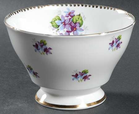 Sweet Violets (Not Embossed, Gold Drops Edge) Open Sugar Bowl