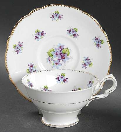 Sweet Violets (Not Embossed, Gold Drops Edge) Footed Cup & Saucer Set