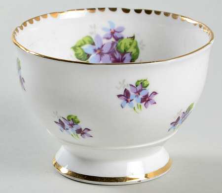 Sweet Violets (Not Embossed, Gold Drops Edge) Mini Open Sugar Bowl