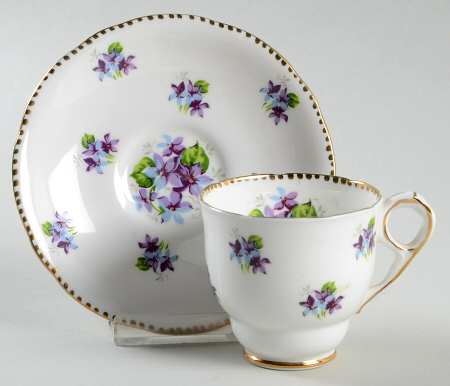 Sweet Violets (Not Embossed, Gold Drops Edge) Footed Demitasse Cup & Saucer Set