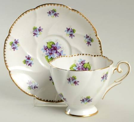 Sweet Violets (Not Embossed, Gold Drops Edge) Footed Cup & Saucer Set