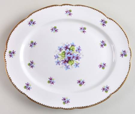 Sweet Violets (Not Embossed, Gold Drops Edge) 11" Oval Serving Platter