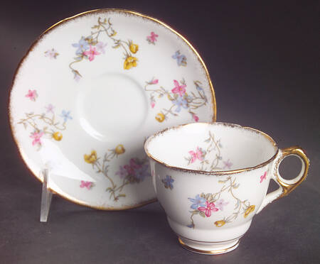 Violets Pompadour Footed Cup & Saucer Set