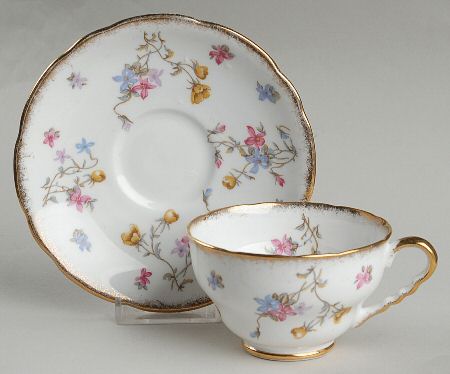 Violets Pompadour Footed Cup & Saucer Set
