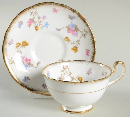 Violets Pompadour Footed Cup & Saucer Set