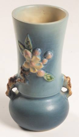 Apple Blossom Blue 6" Handled Vase