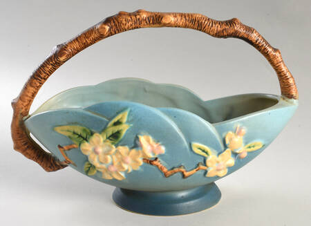 Apple Blossom Blue 10" Handled Basket