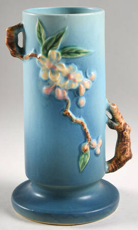 Apple Blossom Blue 9" Cylinder Vase