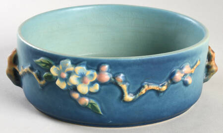 Apple Blossom Blue 6" Round Handled Bowl