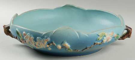 Apple Blossom Blue 10" Oval Handled Bowl