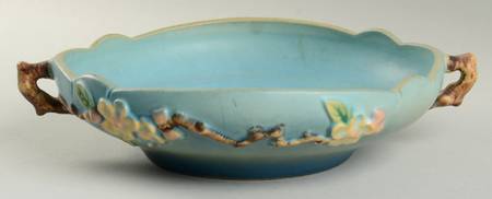 Apple Blossom Blue Round Handled Bowl