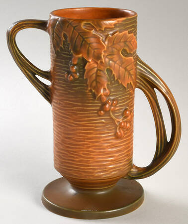 Bushberry (Terra Cotta Background) 7" Handled Vase