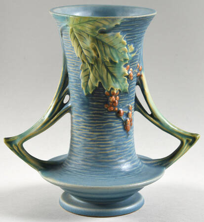 Bushberry (Blue Background) 8" Handled Vase