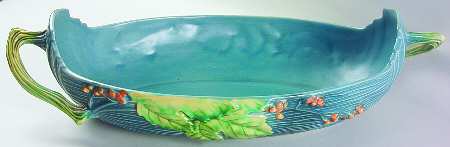 Bushberry (Blue Background) 14" Oval Handled Bowl