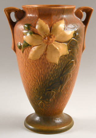 Clematis Autumn Brown 10" Footed Vase
