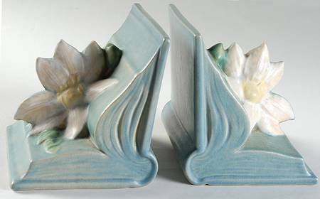 Clematis Ciel Blue China Bookend - Set of 2