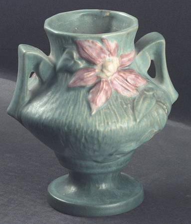 Clematis Forest Green 6" Footed Vase