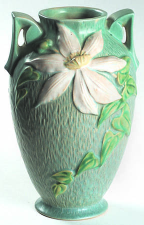 Clematis Forest Green 9" Handled Vase