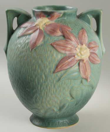 Clematis Forest Green 8" Handled Vase