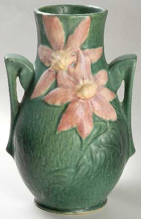 Clematis Forest Green 8" Handled Vase