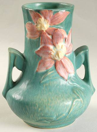 Clematis Forest Green 7" Handled Vase