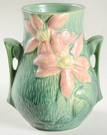 Clematis Forest Green 6" Handled Vase