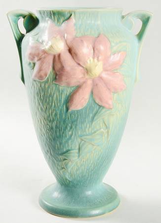Clematis Forest Green 10" Footed Vase