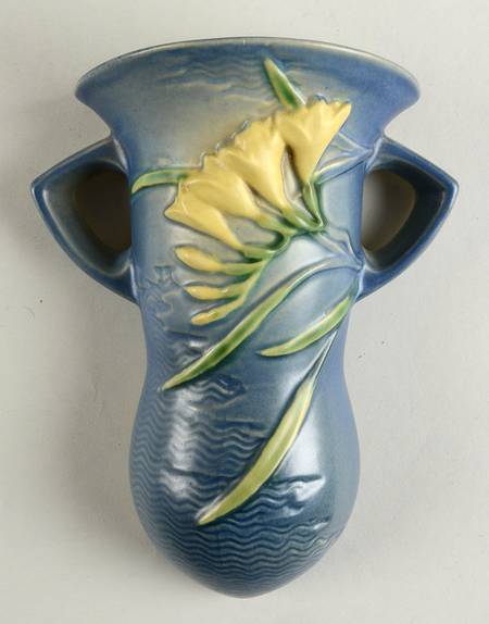 Freesia Delft Blue 8" Wall Pocket Vase