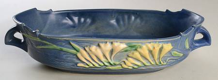 Freesia Delft Blue 12" Oval Handled Bowl