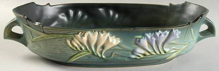 Freesia Green 12" Oval Handled Bowl