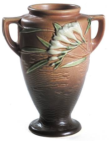 Freesia Tangerine 8" Handled Footed Vase