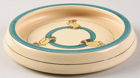 Juvenile Early Duck with Hat Large Rolled Edge Child's Plate