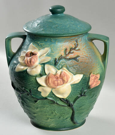 Magnolia Green Cookie Jar & Lid
