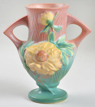 Peony Coral (Pink) 6" Footed Vase