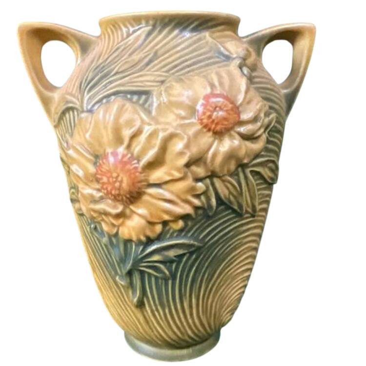 Peony Sienna Brown (Yellow) 8" Handled Vase
